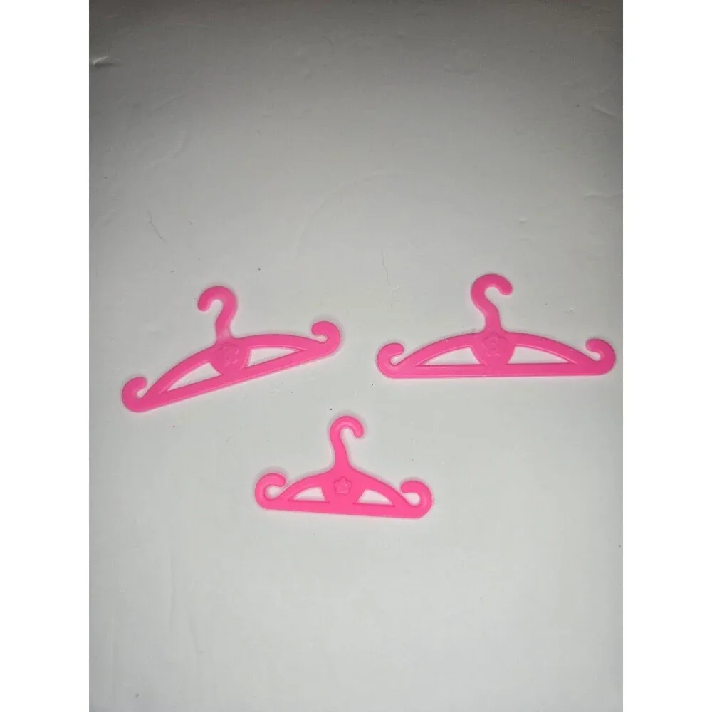 Lot of 3 Barbie Hangers Hot Pink Doll Clothes